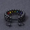 7 Chakra Strands Bracelet Naturel Lave Rock Pierre Perles Bracelets Trois couches Diffuseur D'huile Bracelet Femmes Hommes Yoga Bijoux Cadeau