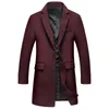 Vestes pour hommes hiver Trench Coat hommes marque 'S longue laine simple boutonnage pois coupe-vent pardessus