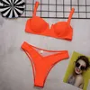 Colore fluorescente Bikini Donna Vita alta Costumi da bagno Push Up Bikini Set Costume da bagno A fascia Costume da bagno Donna Beachwear Costume da bagno Y0820