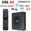 X96 X4 AMLOGIC S905X4 SMART RGB LIGHT TV BOX ANDROID 11 4G 64G WIFI YouTube AV1メディアプレーヤーTVBox 8Kセットトップボックス