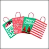 Avvolgere Evento Forniture per feste festive Casa Giardino Natale Con manico Rosso Verde Sacchetti Kraft Strisce Fiocco di neve Stampa Regalo di Natale Sacchetto di carta Dolci