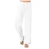 Women's Pants & Capris 2021 Bandage Solid Pocket Casual Loose Wide Leg Linen Simple Elegant Female Long Pantalon Pour Femme