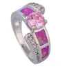 Klaster pierścienie 2022 Piękny Moda Opal Oval Charm Pink Crystal 925 Sterling Silver Pierścień Dla Kobiet Prezent R529