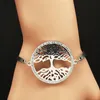 Fashion Tree Of Life Crystal Stainless Steel Bangle Bracelets For Women Silver Color Jewelry Bracelet Jonc B18266