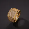 Wysokiej jakości Hip Hop Rap Pierścień Złoto Posrebrzane Micro Pave Mosiądz Mosiądz Pierścienie dla mężczyzn