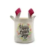 Sublimatie Paashaas Emmer Feestelijke Polyester Blanco DIY Konijnenoren Mand Gepersonaliseerde Snoep Cadeautas met handvat