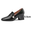 Meotina Women High Heel Pumps Pearl Square Toe Shoes Chunky Heels Slip On Footwear Female Dress Shoes Black Beige Spring 43 210520