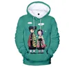 Hot Black Hooded 3D Comic Kimetsu Nej Yaiba Hoodies Sweatshirts Män Kvinnor Hoodie 3D Demon Slayer Boys Girls Lämpliga Pullovers Y211122