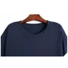 [EAM] Women Blue Big Size Spliced Print Sashes Dress Round Neck Short Sleeve Loose Fit Fashion Spring Summer 1DD7249 21512