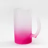 8 Ombre Renkler Süblimasyon Buzlu 16oz Cam Kupalar Degrade Renkli Renkli Alt Boşluklar Isı Transfer Baskı Şeffaf Viski Tumblers DIY Kupalar