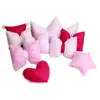 Cushion/Decorative Pillow Pink Rose Color Star/Heart/bow Knot Shaped Cushion Sofa Decorative Wool Ball Throw Stuffed Plush Back Gift