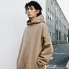 Осень и зима сплошной цвет хип-хоп толстовки Trend Plus Cashmere негабаритные плечо повседневные толстовки с капюшоном мужчины