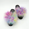 Kapcie Platformy Wedge Fur Sliders Furry Slajdy Obuwie damskie Slip On Sandals Czarny Dla Kobiet Light Loafer 0227