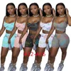 Verão Mulheres Tracksuits Sexy Shorts 2 Calças De Duas Peças Definir Desenhos Animados Impresso Outfits Lady Jogger Ternos Suspender tops A001 0