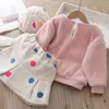 Baby Girl Winter Warm Clothing Kid Polka Dot Kjol Plush Two-Pite Suit Doll Collar Wool Sweater Plus Velvetförtjockningssats 210515