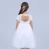 Flowers Short Sleeve White Baby Girl Dress Infant Toddler Summer Ball Gown Lace Christening Party Dresses Kids Girls Clothing Q0716
