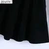 Zevity Women Vintage Black Sling Klänning Kvinna Chic Vit Agaric Lace Ruffles Två Pieces Casual Slim Mini Vestido DS5069 210603