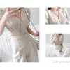 Business Ladies women two piece outfits Formal OL style Elegant Puff short sleeve tops + High waist Long Pants 2 Pieces Set 210519