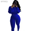 Plus Size Women Tracksuits Två bitar Outfits Bat Sleeve Top Pläterade Byxor Ladies Nya Fashion Byxor Set Kvinnor Kläder 2022