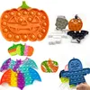 TIKTOK Halloween Pumpkin bat ghost Shape Key Ring Toys Sensory Push Bubble Keychain Fingertip Puzzle Kids Decompression Toy Party Gift Decorations G921RIH2652339