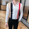 Striped Men T Shirts Långärmad Casual Business Formal Dress Shirts Slim Fit Streetwear Social Work Kläder Chemise Homme 210527