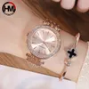 Антеуз смотрит на розовый золотой бриллиант, модные водонепроницаемые Quartz Ladies Watches