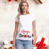 Camiseta feminina Camiseta Tee Maternidade Top Mulheres fofas Papai Noel Prinha roupas grávidas 0203