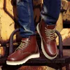 Retro Boots Men Leather Fur Warm Comfortable British Style Big Size Work For Male Botas De Hombre 211217