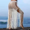 Women's Swimwear 2022 Summer Women Handmade Crochet Tassel Skirt Bikini Cover Up Female Sexy Long Fringe Swimsuit Cover-Ups Beach Dress