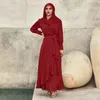 Abbigliamento etnico Ramadan Eid Abito Hijab musulmano per le donne Morbido raso setoso Abaya Dubai Turchia Robe Islam Femme Musulmane Djellaba