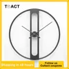 Nordic Metal Wall Clocks Retrojärn Runda Ansikte Stor Utomhus Trädgård Klocka Heminredning Väggklocka Modern Design Reloj Pared H1230