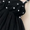 Summer New Cute Infant Baby Girls Dress Black Polka Dot Print Sleeveless Lace Tutu Mini Sundress Outfit 1-4Y Q0716
