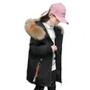 Korean version winter children's down jacket girl big thickened hooded medium long 211027