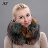 Authentic Fox Fur Knitted Multicolour Scarf Women's Genuine Leather Collar Magnetic Buckle Winter Fashion Collar Ring Hw-10 H0923