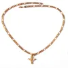 Ожерелье-цепочка из итальянского звена Фигаро из желтого золота 24 карата GF 6 мм, 24 дюйма, женская и мужская подвеска с распятием Иисуса6203380