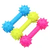 Make the Pup Happy Dog Teething Toys Balls With Bells Durable Dogs IQ Puzzle Chew for Puppy Small Doggy Teeth Cleaning Chewing Vocal Toy Dumbbell 3 Colors Red