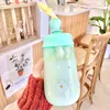 Cute Cartoon Printing Children's Mixing Tumblers Portable Plastic Water Cup Home Baby Learn to Drink 4 colors