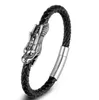 Bracelet Classique Style Chinois Robinet En Acier Inoxydable Boucle Magnétique Bracelet En Cuir Charme Hommes Rock Party Punk Bijoux Décontractés