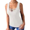 Plus Size Fashion Summer Solid Color Women Clothing Cross Strap Round Neck SelvelCasual Loose Tank Top Vest Tops X0507