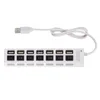 2021 HUBS 7 Port USB Splitter Portable Hub Data z indywidualnym przełącznikiem ON / OFF i ochrona przed przepięciem LED