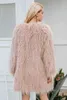 Fur Imitation Coat Korean Plain Beach Wool Women's Long Winter Faux Jacket 211213