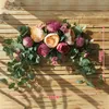 Dekorativa Blommor Kransar Jul Konstgjorda Silk Solrosor Swag Arch Decor Peony Backdrop Handgjorda Garland Hem Hängande Krans