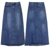 تنورات الأزياء الطويلة DENIM SKIRT SPRING A-LINE PLUS S-2XL MAXI للنساء الجينز