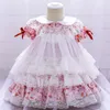 Koreanska versionen av Xiaoqingxin Kids Princess Evening Dress för barn från en till åtta år gammal mode spets kjol Vackert tryckt ansikte