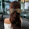 Fashion Crystal Leopard Bowknot Headbands Hairpin Celebrity Temperament Headband Side Clip Headdress Hair Accessories Rhinestone Bridal Hairbands for Woman