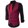 Hommes gilets Shujin Slim costume d'affaires gilet boutonnage couleur unie Gentleman mâle Vintage rétro col en V sans manches vestes