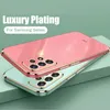 Luxury Square Plating Phone Fodral För Samsung Galaxy S21 A32 A52 A72 A22 A82 5G Soft Silicone Shock Free Back Cover Shell