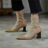 MORAZORA bottes en cuir véritable talons hauts épais bout carré dames chaussures automne hiver sans lacet bottines pour femme 210506