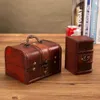 2 stks Set Houten Piraat Sieraden Opbergdoos Case Houder Vintage Treasure Chest