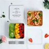 Recipientes de alimentos almoço caixa Bento pauzinhos simples 2 camadas salada portátil estilo japonês microwavable com colher 210423